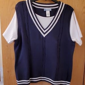 Classic Elements Navy V-Neck SS Sweater Vest-XL